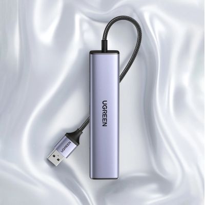 25. Ugreen Multifunktionsadapter HUB USB 3.0 - 3 x USB / Ethernet RJ-45 / USB Typ C PD grau (CM475)