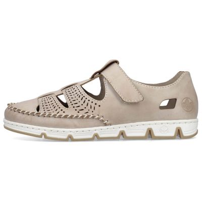 9. Rieker W RKR651 beige Leder Klettverschluss durchbrochene Schuhe