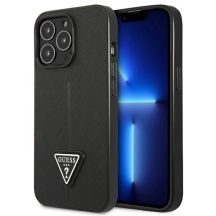 Guess Saffiano Triangle Logo Hülle für iPhone 14 Pro Max - schwarz