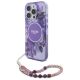 Guess IML Flowers MagSafe Hülle mit Perlenriemen für iPhone 16 Pro Max – Lila