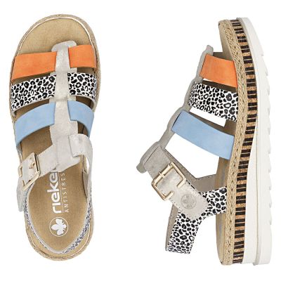 5. Rieker V7904-90 Damen-Keilsandalen aus Leder