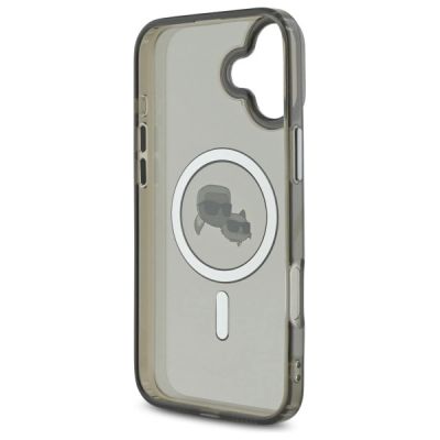 7. Karl Lagerfeld IML Metal Karl&Choupette Head MagSafe Hülle für iPhone 16 - Schwarz