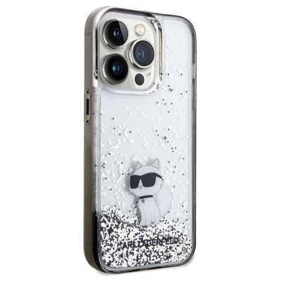 4. Karl Lagerfeld Liquid Glitter Choupette Hülle für iPhone 14 Pro Max – transparent