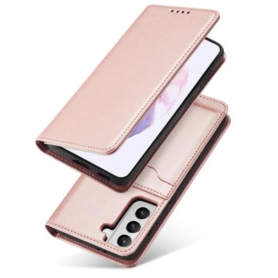 13. Magnet Kartenetui für Samsung Galaxy S22+ (S22 Plus) Etui Geldbörse Kartenhalter Pink