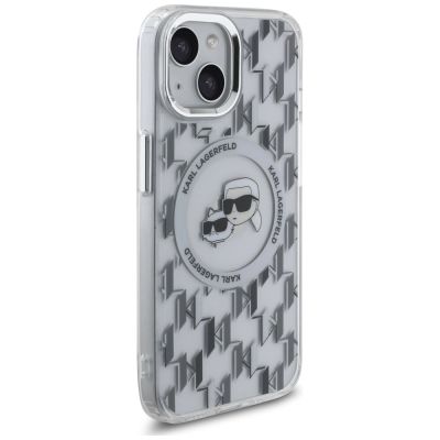 4. Karl Lagerfeld IML Monogram Karl & Choupette Head MagSafe-Hülle für iPhone 15 – transparent