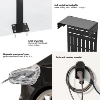2. Outdoor-Ständer für EV- und PHEV-Autoladegeräte von Maclean, aus Stahl, max. 15 kg, MCE456