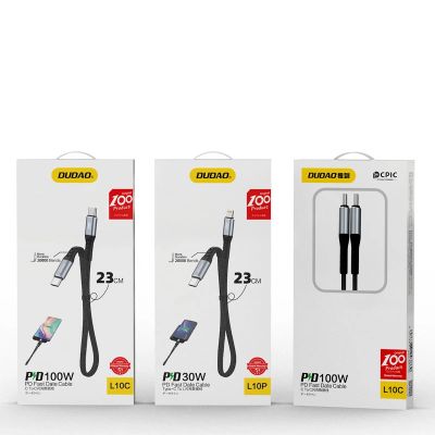 5. Dudao L10P Lightning - USB-C PD 20W Kabel 0,23m - Schwarz