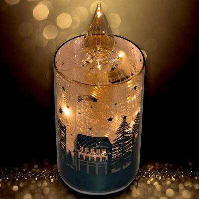 3. Dekorative Glaskerze, warmweißes LED-Licht, 21 cm