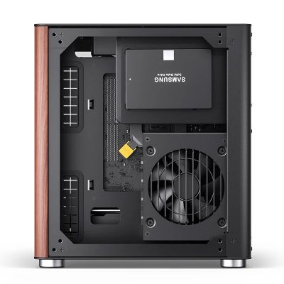 19. Jonsbo TK-0 PC-Gehäuse, Mini-Tower, Mini-ITX, gehärtetes Glas, Holz – schwarz