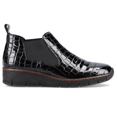 24. Rieker W R474 Schlangenleder Stiefeletten schwarz