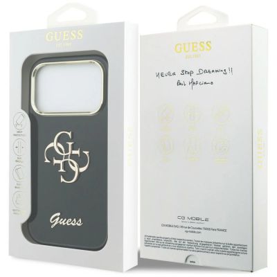 8. Guess IML 4G Script Metallhülle für iPhone 17 Pro Max – Schwarz