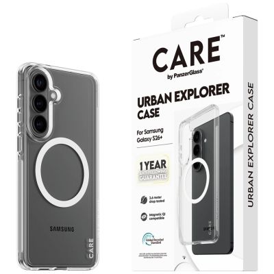 5. CARE by PanzerGlass Urban Explorer Transparente Hülle mit weißem Qi für Samsung Galaxy S26+ - transparent