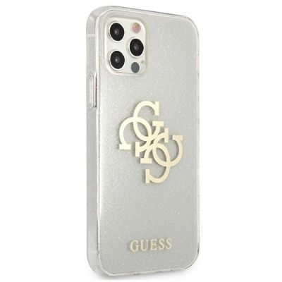 4. Guess GUHCP12LPCUGL4GTR iPhone 12 Pro Max 6,7" transparentes Hartschalenetui Glitter 4G Big Logo
