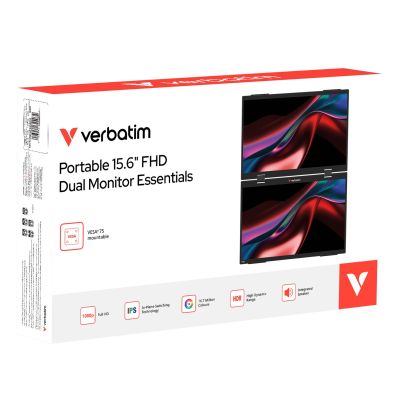 4. Verbatim Tragbarer 15,6" FHD Dual-Monitor Essentials Tragbarer Monitor Schwarz 39,6 cm (15,6") LCD 1920 x 1080 px
