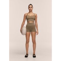 CASALL Glänzende, nahtlose Rippstrick-Hotpants, Damen-Trainingsleggings, Grün