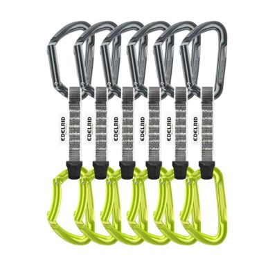 Edelrid 737910106270 Kletterkarabiner mit Verriegelungsverschluss D-förmig Grün, Grau 6 Stück.