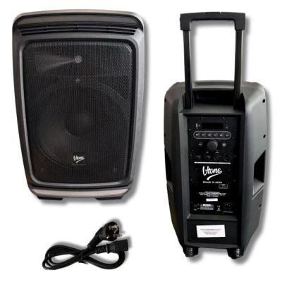 37. V-TONE OrionX 14 ACCU – Aktivlautsprecher, schwarz, wiederaufladbar, Bluetooth, TWS, USB, AUX, FM, DSP, ausziehbarer Griff, Transportrollen, 135 W RMS