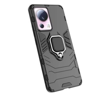7. Ring Armor-Hülle für Xiaomi 13 Lite, gepanzerte Abdeckung, magnetischer Halterungsring, schwarz