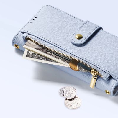 7. Dux Ducis Lawa iPhone 16 Pro Lederhülle mit abnehmbarer magnetischer Brieftasche - Blau