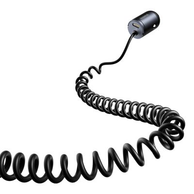 5. Baseus Tiny Star 30W Autoladegerät mit integriertem Spiral-USB-C-Kabel – Schwarz