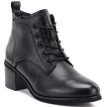 Schwarze, hochhackige Schnürstiefeletten aus Leder für Damen, Vinceza EN27-133107