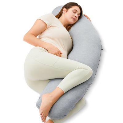 Momcozy PP001 Hellgrau | J-förmiges Schwangerschaftskissen | Jersey