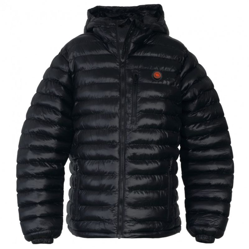 GLOVII beheizbare Herrenjacke mit Kapuze, mit Synthetikdaunen gefüttert, XL, schwarz, Akku, Ladegerät und Aufbewahrungstasche, GTMBXL