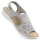 4. Elastische Damen-Sandalen mit hohem Absatz und Blumenmuster, grau, Unisoft 7196