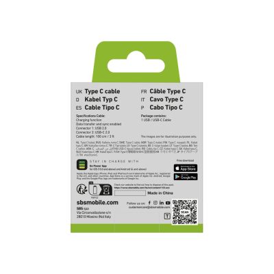 2. SBS TECABLETYC1KPOS USB-A – USB-C-Kabel 1 m – Schwarz