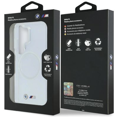8. BMW IML Stoßfeste MagSafe-Hülle mit Metalllogo für Samsung Galaxy S26 Ultra – Transparent