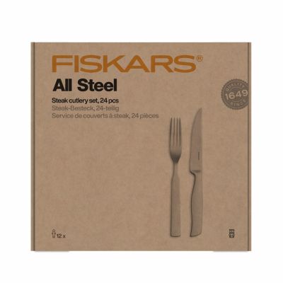 FISKARS Steakbesteck-Set, 24-teilig, komplett aus Stahl