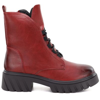 2. Damen-Stiefeletten mit Blockabsatz und Plateau in Rot Jezzi MR2502-9