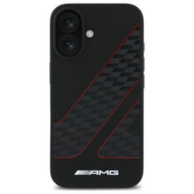 3. AMG Checkered Flag Pattern MagSafe-Hülle für iPhone 16 – Schwarz