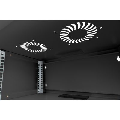 16. 19-Zoll-4HE-Wandnetzwerkschrank, SOHO 241 x 540 x 400 mm, Glastür, schwarz, unmontiert, 60 kg
