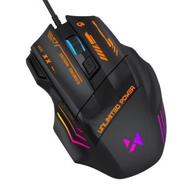 2. Wozinsky WMGK-1179W Kabelgebundene optische Gaming-Maus mit 7200 DPI und Hintergrundbeleuchtung – Schwarz