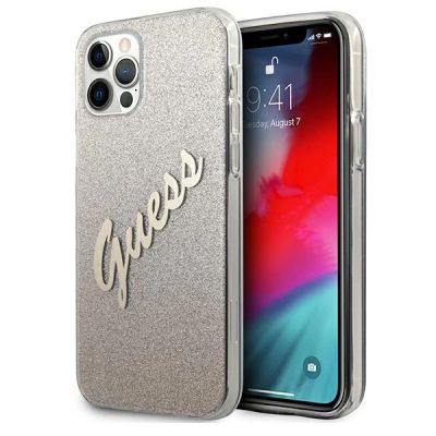 Guess GUHCP12LPCUGLSGO iPhone 12 Pro Max 6,7" Gold/Gold Hardcase Glitter Gradient Script