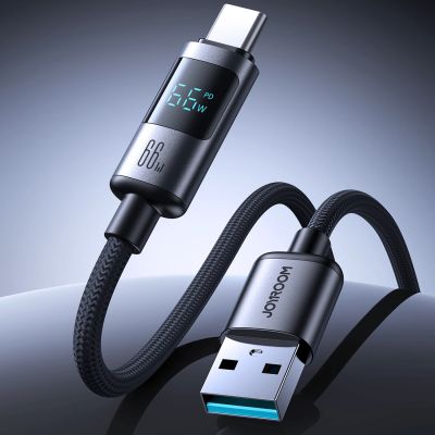 3. Joyroom S-A16 Pro Prism Series 66W USB-A - USB-C Kabel mit Display 1,2m - Schwarz