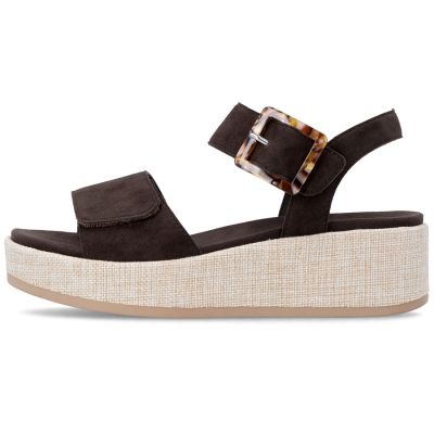 3. Braune Keilsandalen aus Leder für Damen, Remonte by Rieker D1N54-25