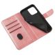 6. Brieftaschen-Hülle mit Ständer für iPhone 15 Pro Magnethülle – Rosa