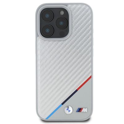 3. BMW M Carbon Tricolor Line MagSafe Hülle für iPhone 16 Pro – grau