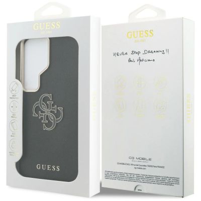 8. Guess Hülle mit genarbtem, großem 4G-Metalllogo für Samsung Galaxy S26 Ultra – Schwarz