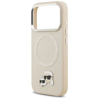 6. Karl Lagerfeld Karl & Choupette Pins MagSafe Hülle für iPhone 17 Pro – Beige