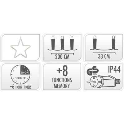 9. Weihnachtsbaumbeleuchtung, Lichtervorhang 200x200 cm, 415 LEDs, warmweiße Sterne