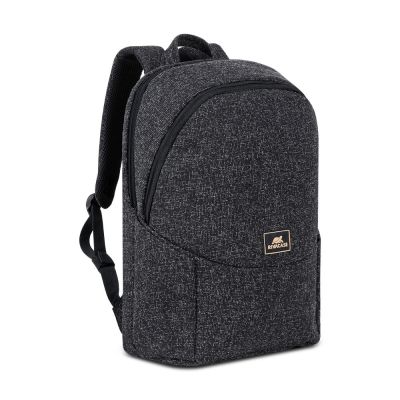 RIVACASE Anvik 15,6"-Laptop-Rucksack, 15 l, schwarz, aus wasserdichtem Material, Fächer für ein 10,5"-Tablet, Smartphone, Dokumente, Zubehör, Trinkflasche