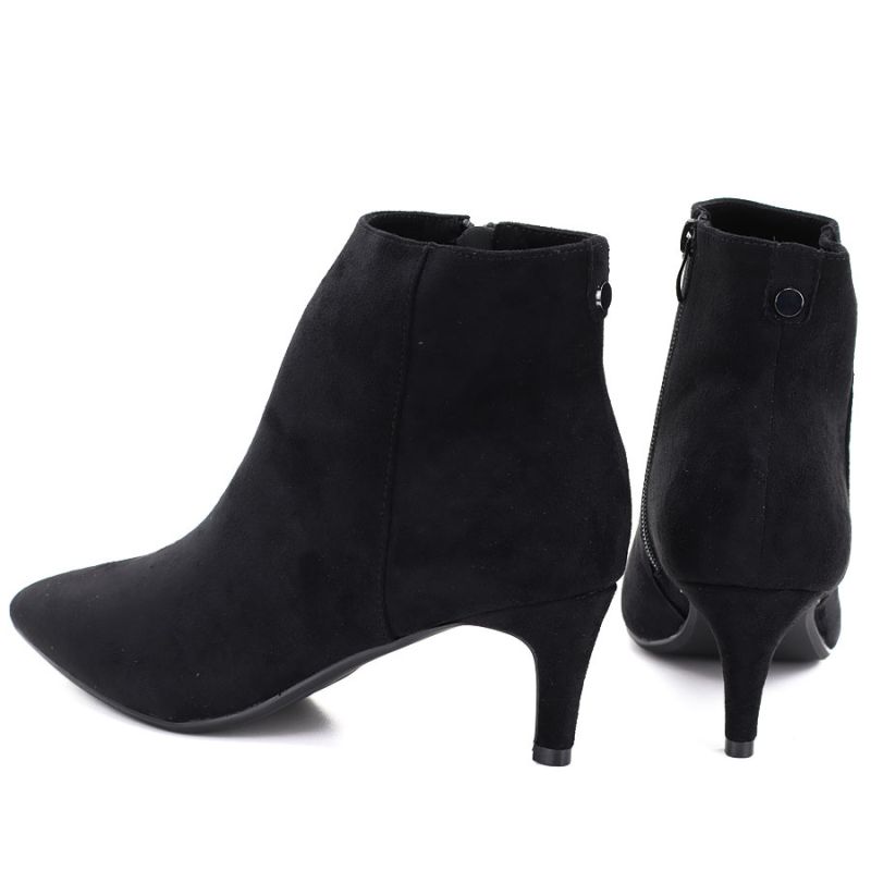 5. Gefütterte Damen-Ankle-Boots mit niedrigem Absatz, Wildleder, schwarz, Sergio Leone BT-65