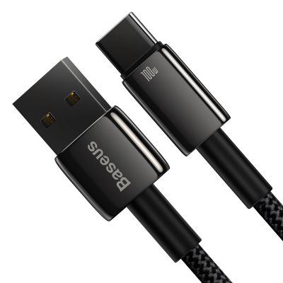 4. Baseus Wolfram Gold USB-A auf USB-C Kabel 480Mb/s 100W 1m Schwarz (CAWJ000001)