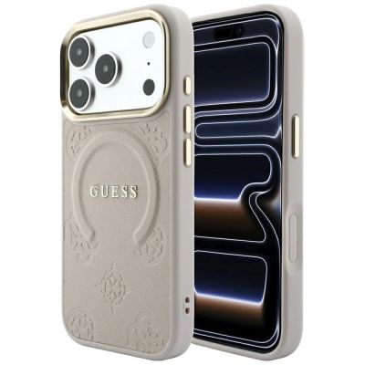 Guess Saffiano Peony & Ring MagSafe Hülle für iPhone 17 Pro Max / 18 Pro Max - Pink