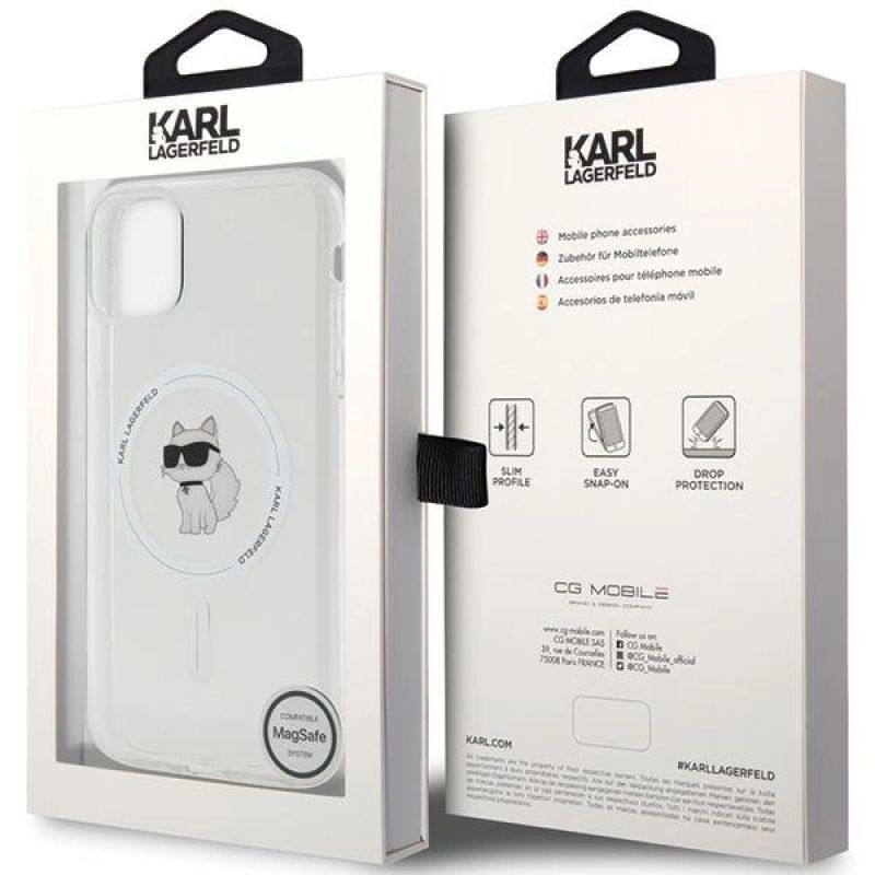 8. Karl Lagerfeld IML Choupette MagSafe Hülle für iPhone 11 / Xr – transparent