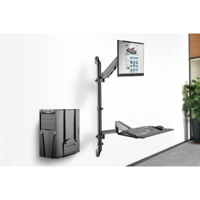 5. Einzelner, wandmontierter Monitorarm mit LCD-Bildschirm und Tastatur, max. 32 Zoll, max. 8 kg, neig- und schwenkbar