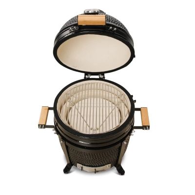 2. Kamado Bono Minimo Keramikgrill 15 Zoll Kamado Grillwagen Holzkohle (Brennstoff) Schwarz